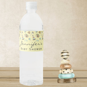 Etiqueta Para Botella De Agua Chico o Chica Yellow Cute Baby Shower