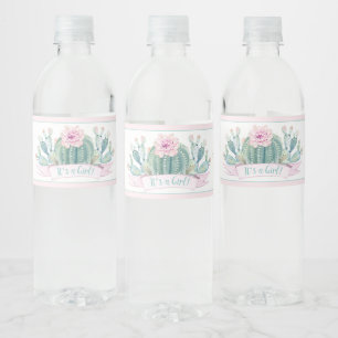 Etiqueta Para Botella De Agua Chorreada De Bebé De Cactus