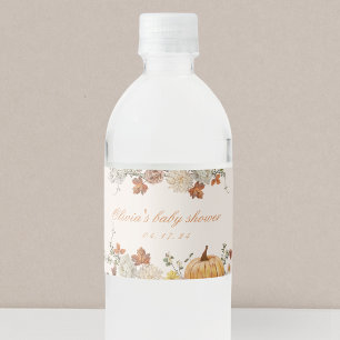 Etiqueta Para Botella De Agua Chorreada Elegante Pequeña Baby Shower de Otoño de