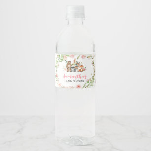 Etiqueta Para Botella De Agua Chorreada Floral de Bosque para Baby Shower