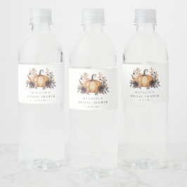 Etiqueta Para Botella De Agua Chorreo Floral Bridal de Otoño