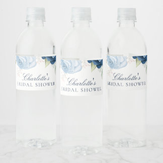 Etiqueta Para Botella De Agua Chorro de boda con guion floral de acuarela