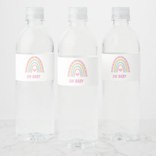 Etiqueta Para Botella De Agua Chorro Lluvia Arcoíris Boho Rosa Azul Amarillo Oh 