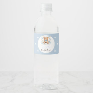 Etiqueta Para Botella De Agua Chupete de osito de peluche azul para baby shower