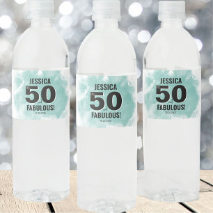 Etiqueta Para Botella De Agua Cincuenta años de edad 50 cumpleaños