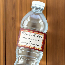 Etiqueta Para Botella De Agua Cine Retro Teatro Marquee Rótulo Favor de la boda