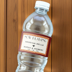 Etiqueta Para Botella De Agua Cine Retro Teatro Marquee Rótulo Favor de la boda