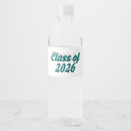 Etiqueta Para Botella De Agua Clase de 2026 graduación con texto verde