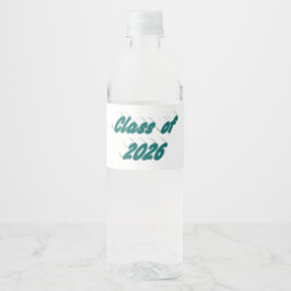 Etiqueta Para Botella De Agua Clase de 2026 graduación tipografía verde 