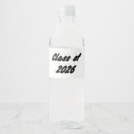 Etiqueta Para Botella De Agua Clase de 2026 tipografía negra graduación 