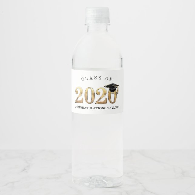 Etiqueta Para Botella De Agua Clase de Felicitaciones 2020 Graduación (Anverso)