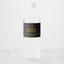 Etiqueta Para Botella De Agua Clase Gold Script del Partido de Graduación 2023