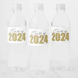 Etiqueta Para Botella De Agua Clase Purpurina de oro de 2024