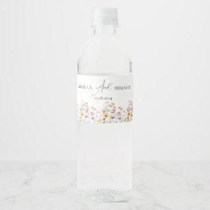 Etiqueta Para Botella De Agua Clásico de Bodas de Flores Silvestres de Pradera e