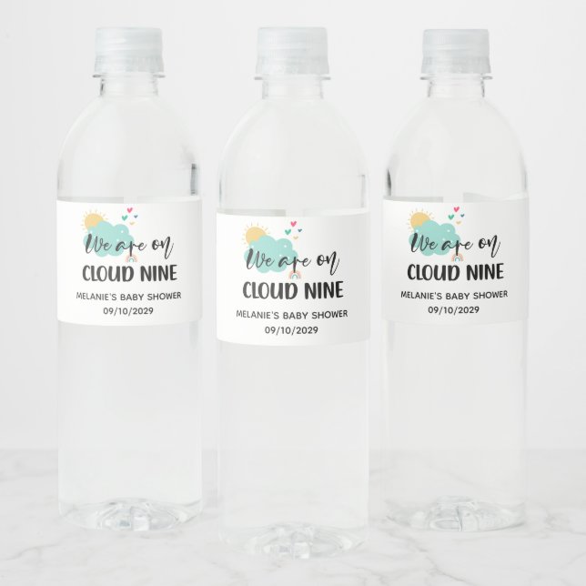 Etiqueta Para Botella De Agua Cloud Nine Baby Shower  (Botellas)