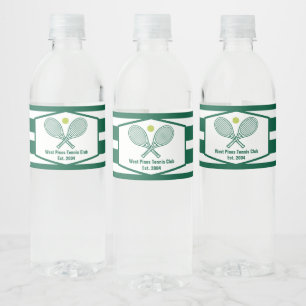 Etiqueta Para Botella De Agua Club Campestre Personalizado de tenis de rayas ver