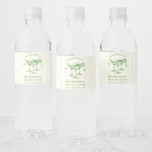 Etiqueta Para Botella De Agua Cocktail Retro Moderno Despedida de Soltera Verde