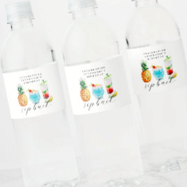 Etiqueta Para Botella De Agua Cocktails de piña azul de verano fiesta de cumplea