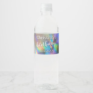 Etiqueta Para Botella De Agua Colores de arcoíris holográfico para bodas de fies