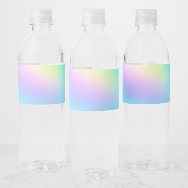 Etiqueta Para Botella De Agua Colores del arcoiris pasteles Gradiente de borrón  (Botellas)