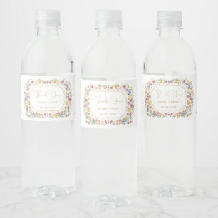 Etiqueta Para Botella De Agua Colorida fiesta de boda de la primavera de la flor