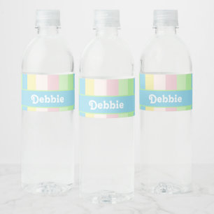 Etiqueta Para Botella De Agua Coloridas rayas de paleta pastel