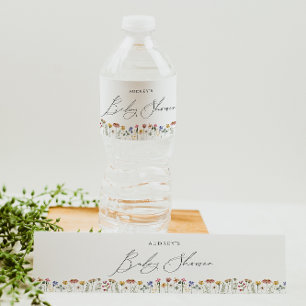Etiqueta Para Botella De Agua Colorido Baby Shower de Flor Silvestre
