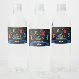Etiqueta Para Botella De Agua Colorido Trampoline Park Saltar niños Fiesta de cu