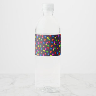 Etiqueta Para Botella De Agua Coloridos globos sonrientes negros