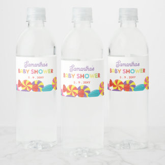 Etiqueta Para Botella De Agua Colorous Sweet Fun Candy Theme Baby Shower