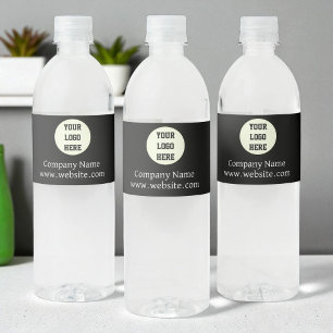 Etiqueta Para Botella De Agua Compañía de logotipos personalizados negro empresa