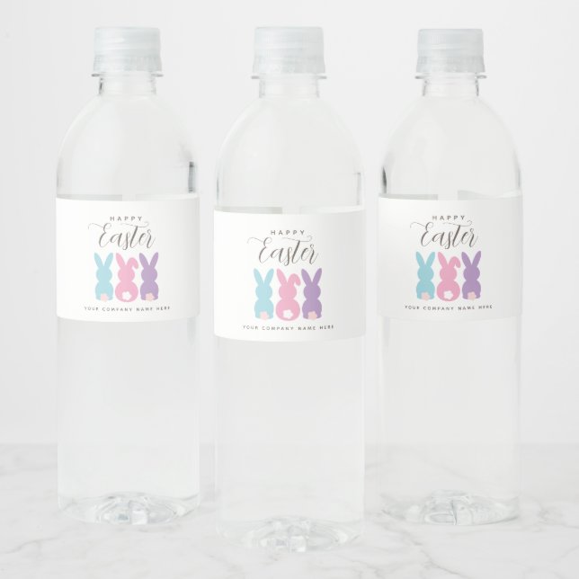 Etiqueta Para Botella De Agua Conejo de Pascua Personalizado Simple (Botellas)