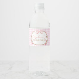 Etiqueta Para Botella De Agua Conejo floral con lazo rosa cumpleaños primero 