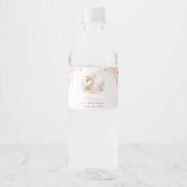 Etiqueta Para Botella De Agua Conejo, Mariposa, Flores Rosadas, Primer Cumpleaño
