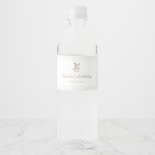 Etiqueta Para Botella De Agua Conejo Vintage Rosa Algún Conejo Cumple Uno