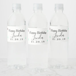 Etiqueta Para Botella De Agua Confeti de Cumpleaños en Formas Mezcladas Rosa