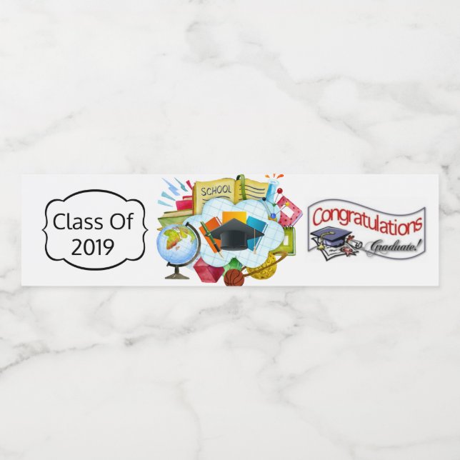 Etiqueta Para Botella De Agua Congrats Clase De Año Personalizado (Etiqueta única)