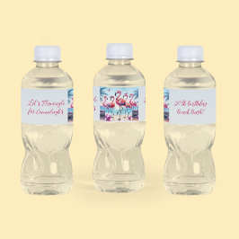 Etiqueta Para Botella De Agua Conmemoración del cumpleaños de Flamingle Beach Ba