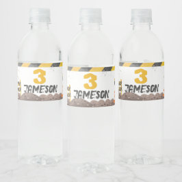 Etiqueta Para Botella De Agua Construcción, cumpleaños del camión volcado