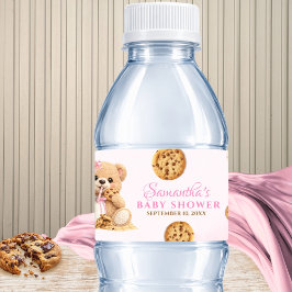 Etiqueta Para Botella De Agua  Cookie and Milk Baby Shower - Teddy Bear Pink
