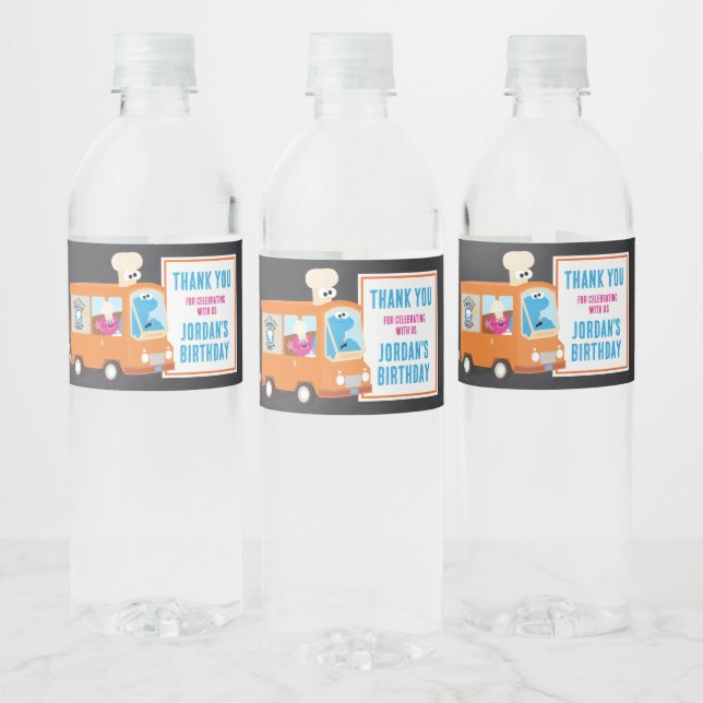 Etiqueta Para Botella De Agua Cookie Monster Chalkboard Foodie Truck (Botellas)