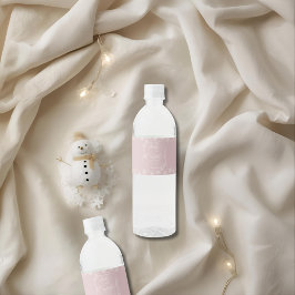 Etiqueta Para Botella De Agua Coqueta de invierno nevada rosa, fría