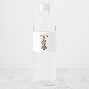 Etiqueta Para Botella De Agua Corazón de Esqueleto Hasta que la Muerte nos Separ