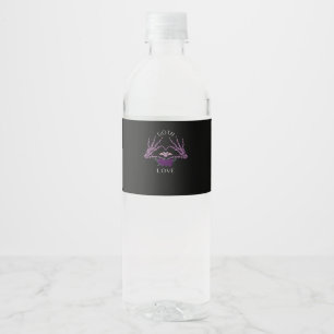 Etiqueta Para Botella De Agua Corazón del esqueleto del Gótico de embriaguez