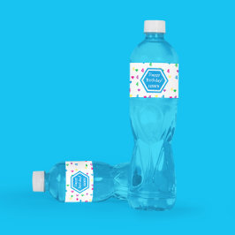 Etiqueta Para Botella De Agua Corazones arcoiris por cuarto cumpleaños