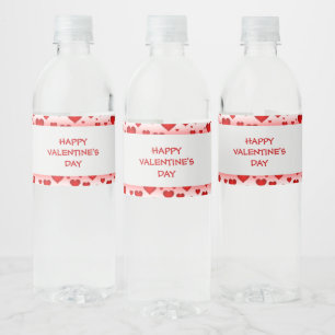 Etiqueta Para Botella De Agua Corazones rojos felices Día de San Valentín