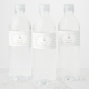 Etiqueta Para Botella De Agua corderito rústico encantador en gingham verde salv