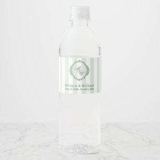 Etiqueta Para Botella De Agua Costa de Amalfi Limón Salvia Raya Monograma Boda