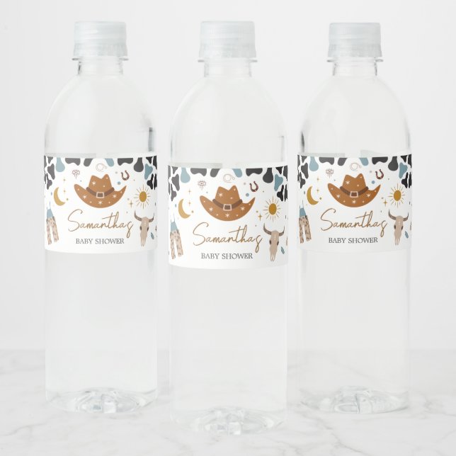 Etiqueta Para Botella De Agua Cowboy Wild West Baby Shower (Botellas)