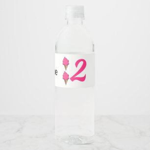 Etiqueta Para Botella De Agua Crema de hielo rosado en la segunda fiesta de cump